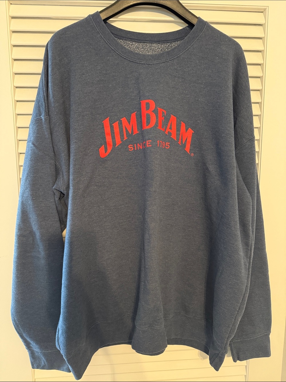 Jim Beam Men's Navy Crewneck Sweatshirt with Red Logo